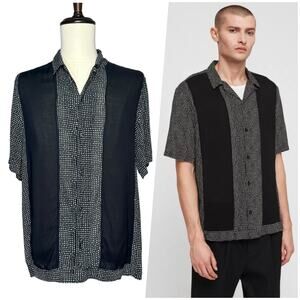 AllSaints | Men | Retro 50s Bowling Contrast Camp Button Up Grid Shirt | Medium